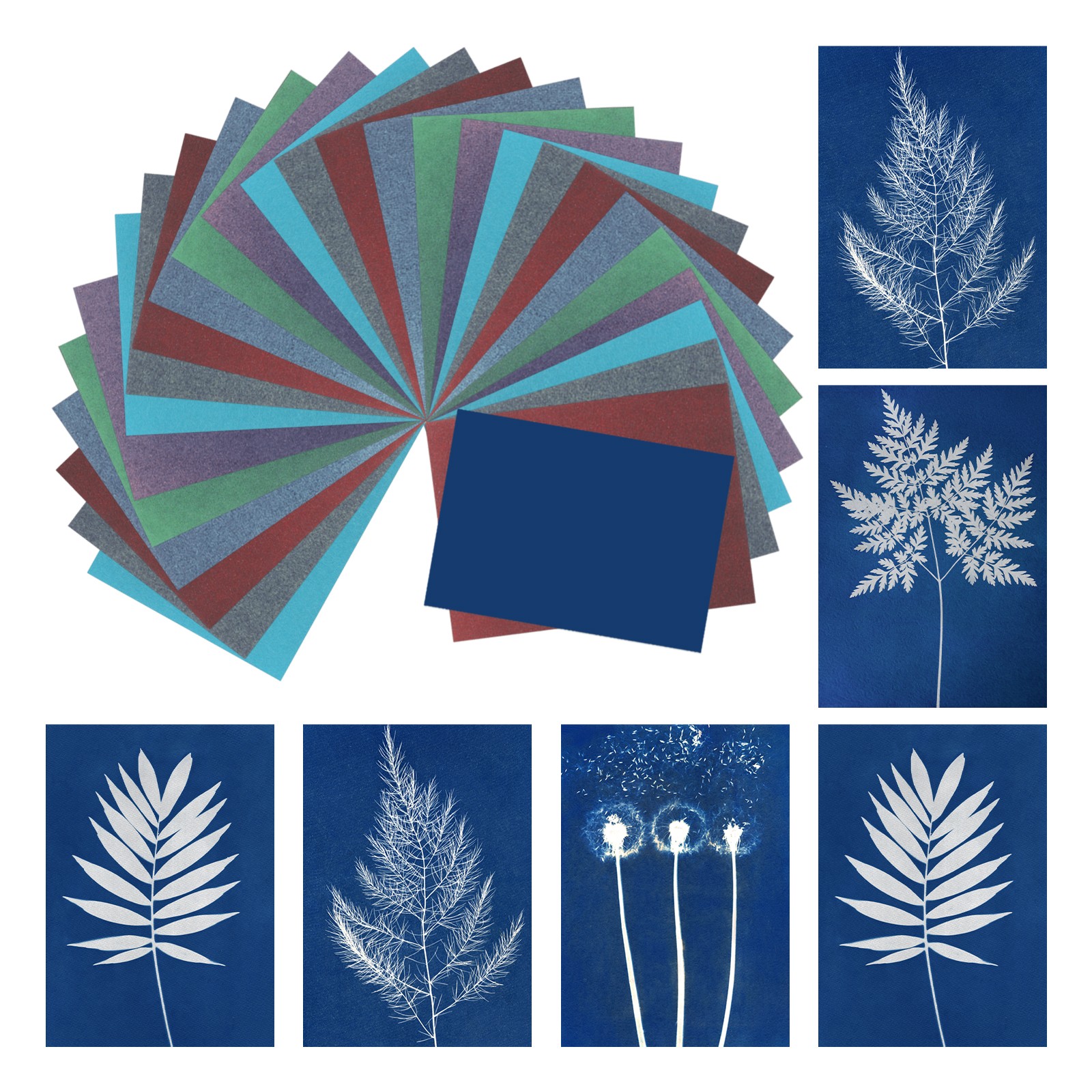 Cyanotype Paper,24 Sheet Sun Print Paper Kit Colored Crafts Paper,11.7x8.3 inch