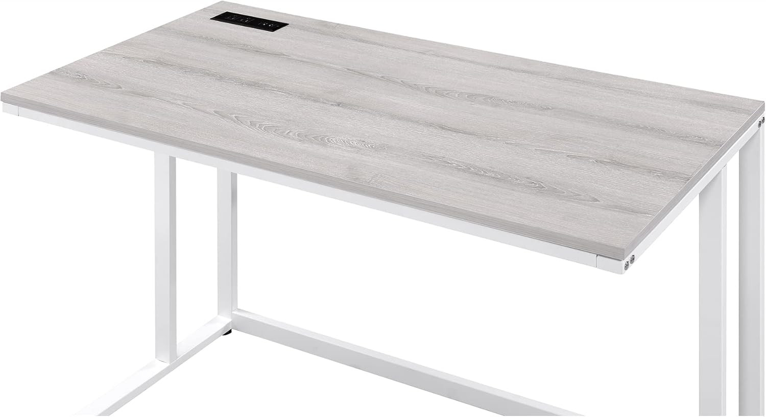 Modern 47" Rectangle Writing Desk with USB Port, Light Oak & White Finish