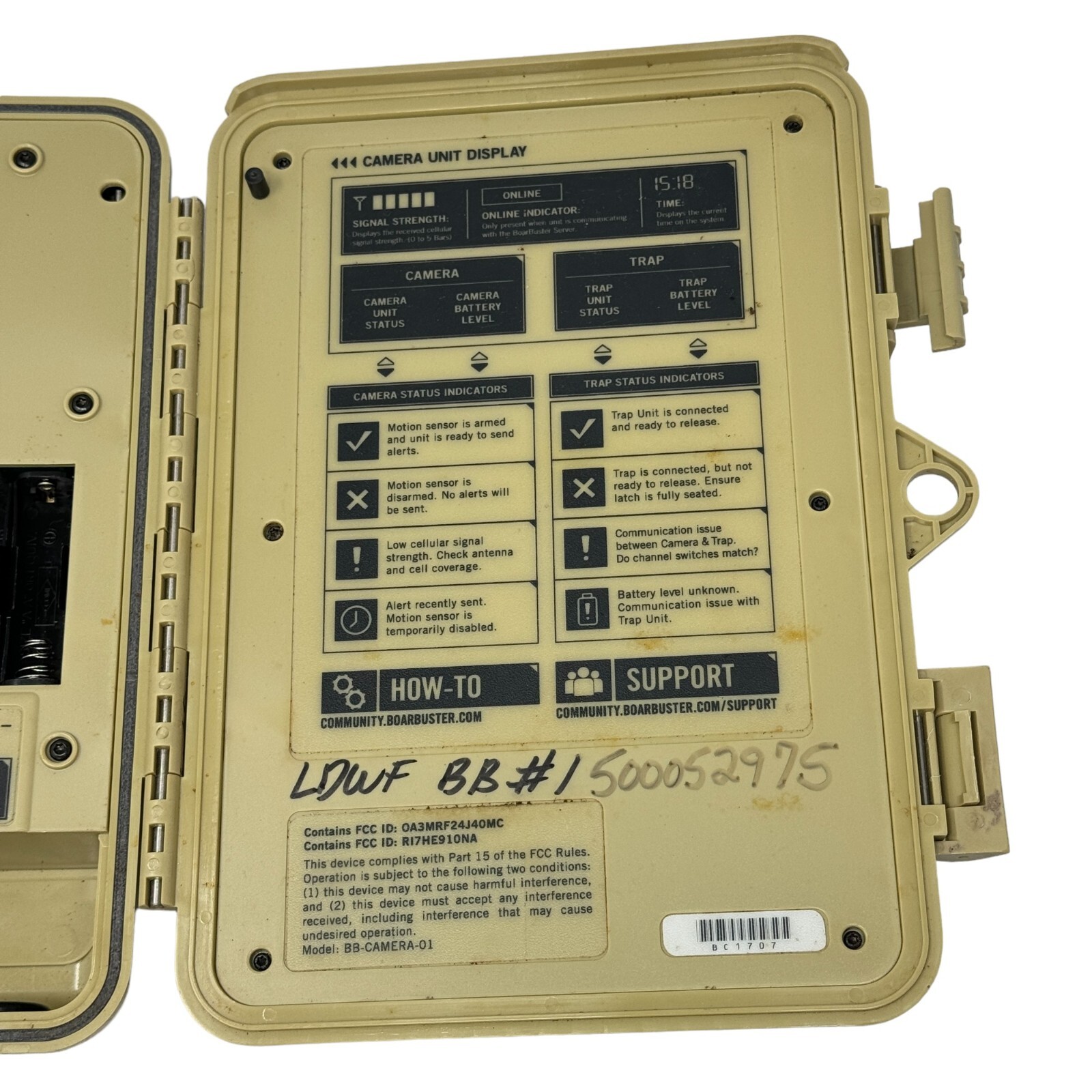 Boarbuster Camera Unit with 3G Cellular Radio Motion Sensor