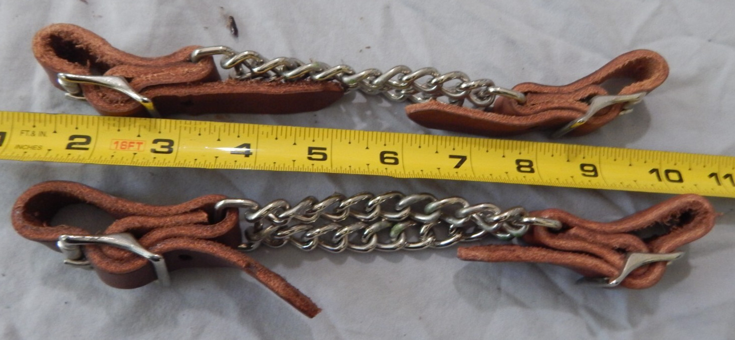 Double Flat Link Chain Curb Strap Heavy Cowhide Brand New