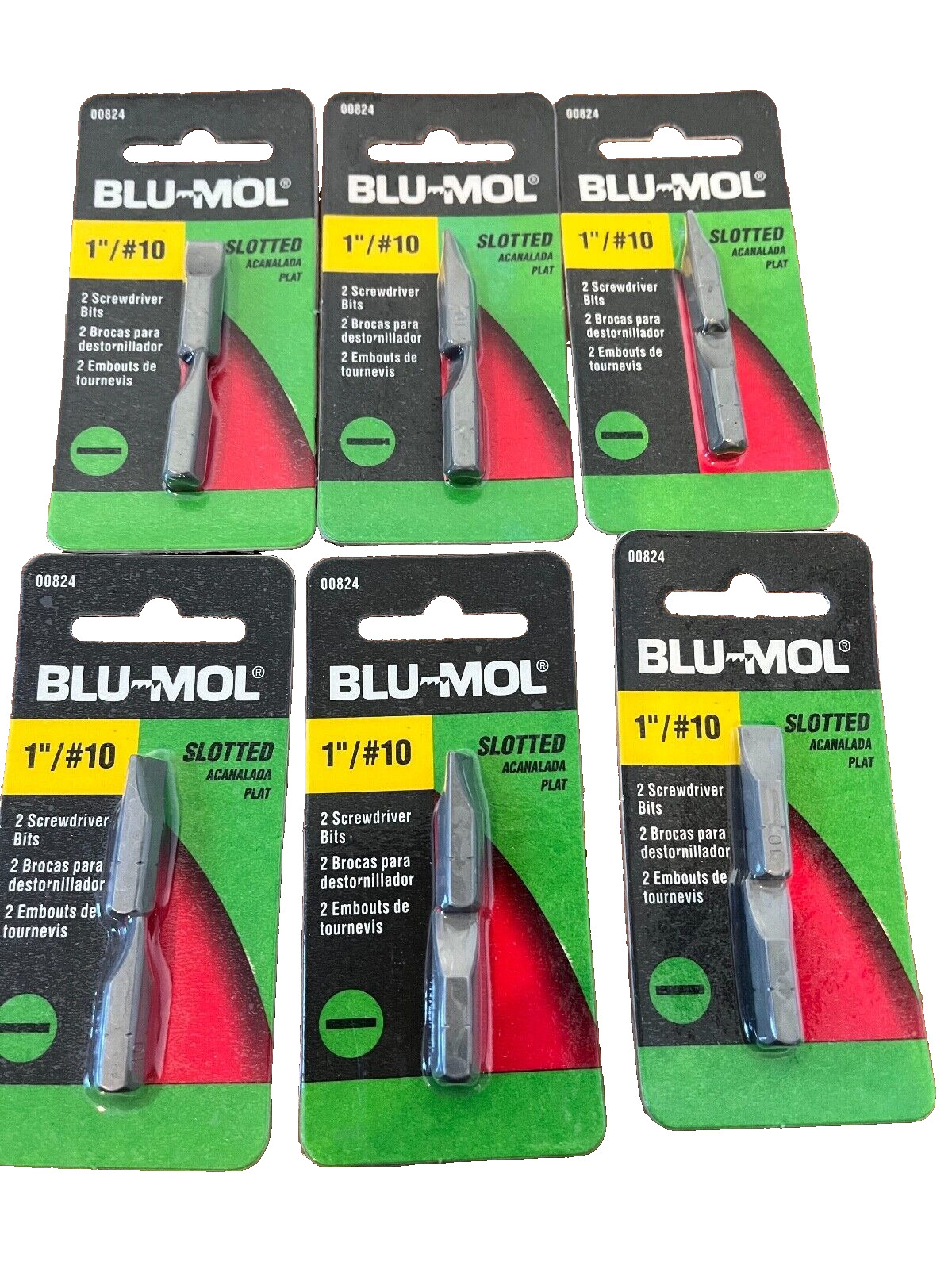 12 pcs. Blu-Mol #10 Slotted 1” Insert screwdriver Bits, ¼” Shank