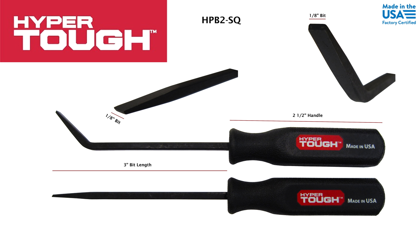 2-Piece Mini Handle Pry Bar Tool Set, Includes Straight and Curved Blade
