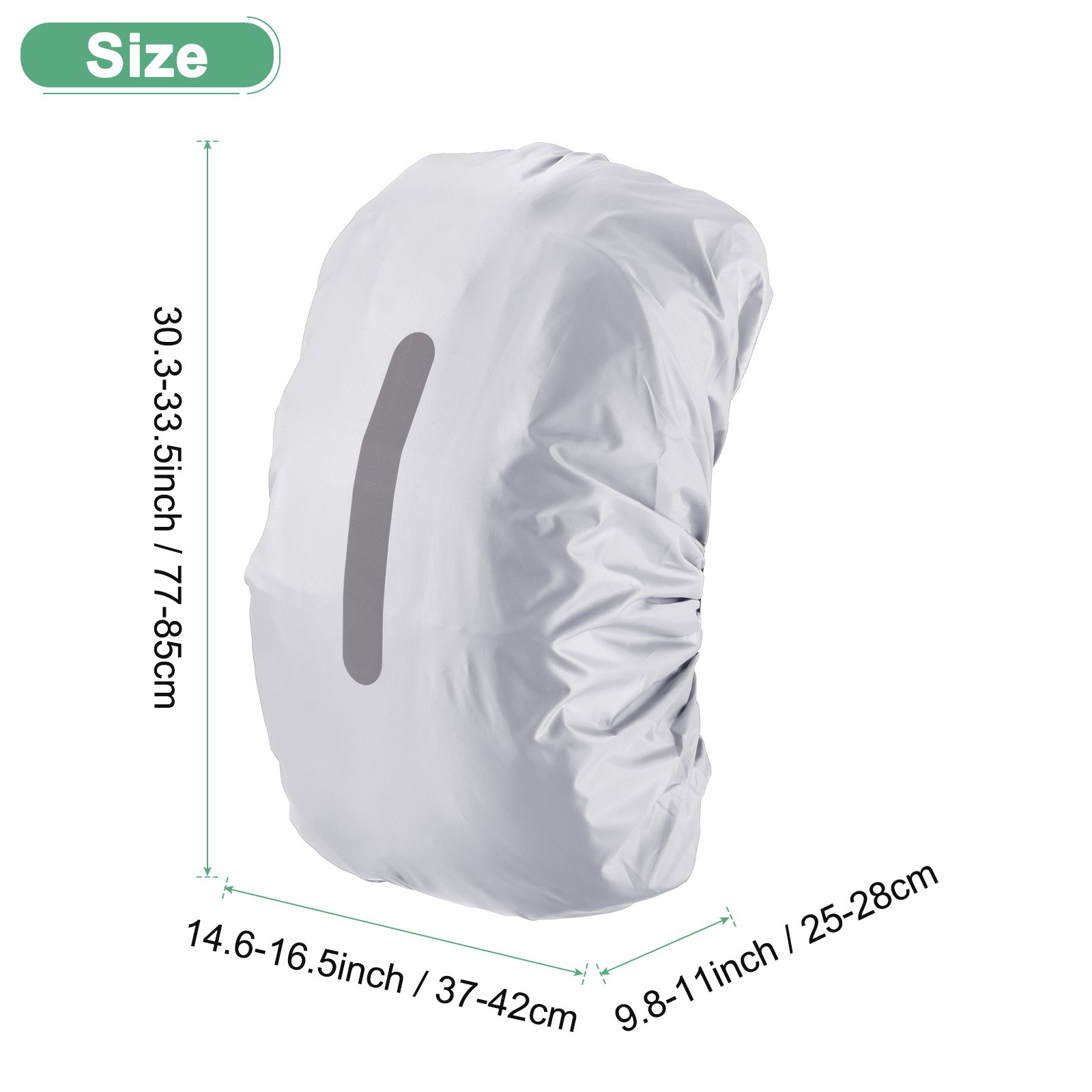 75L-85L Backpack Rain Cover with A Vertical Reflective Strap [Silver]