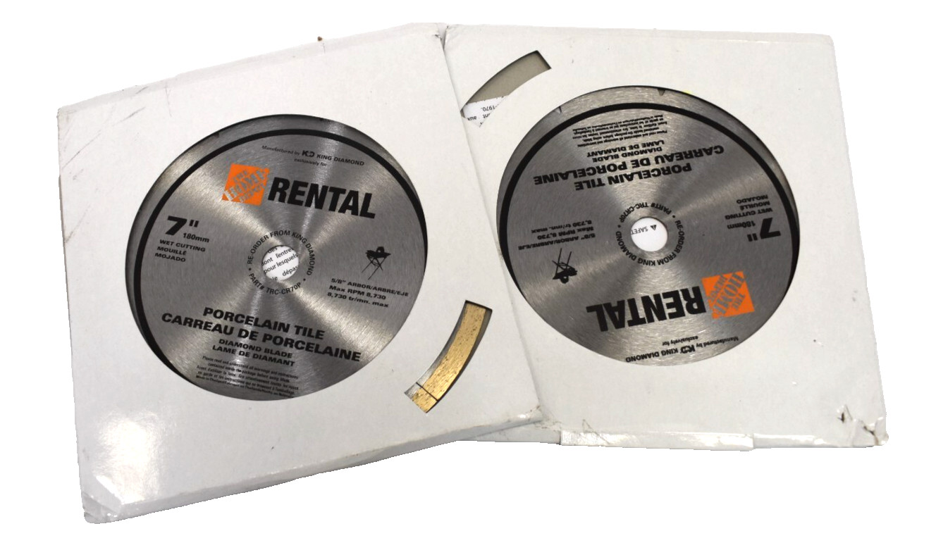 Lot of 2 King Diamond 7" Porcelain Tile Diamond Blades Wet Cutting BRANDED