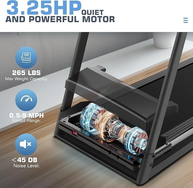 Folding 3.25HP Treadmills for Home Gym Treadmill with Large 10"HD TV Touchscree