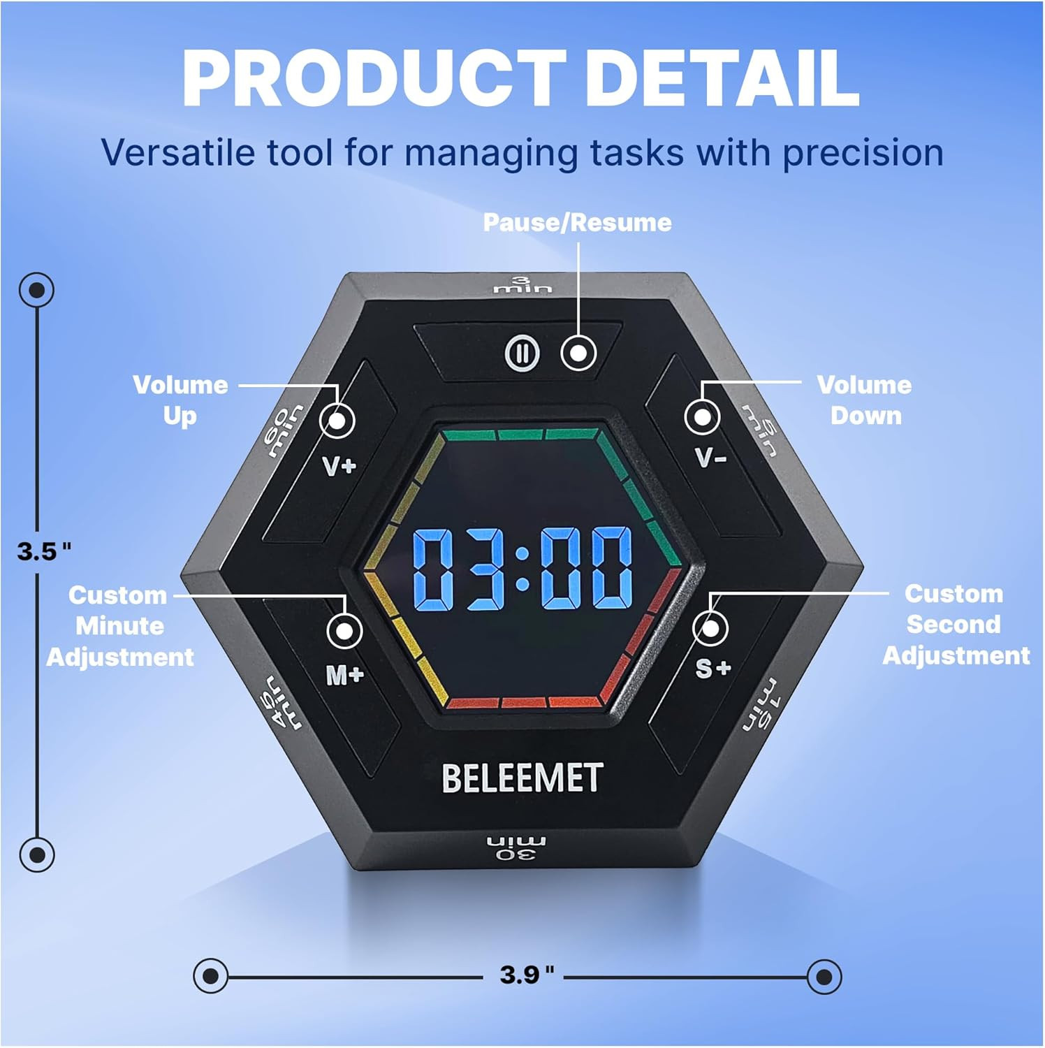 Pomodoro Timer,Hexagon Cube Magnetic Flip,ADHD Tools for Adults/Kids Task Timer