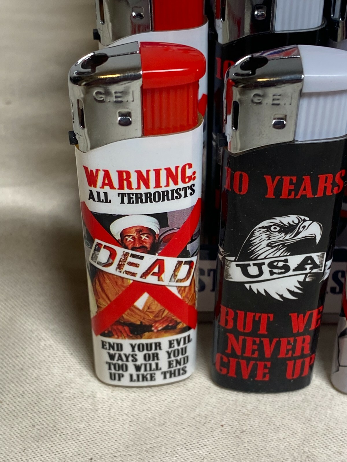 OSAMA BIN LADEN IS DEAD! LIGHTERS 5 DIFFERENT TYPES WE GOT HIM! NEW