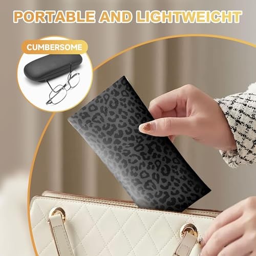 2 Pcs Sunglasses Eyeglass Glasses Case, 33-leopard Print Black and Grey(2pcs)