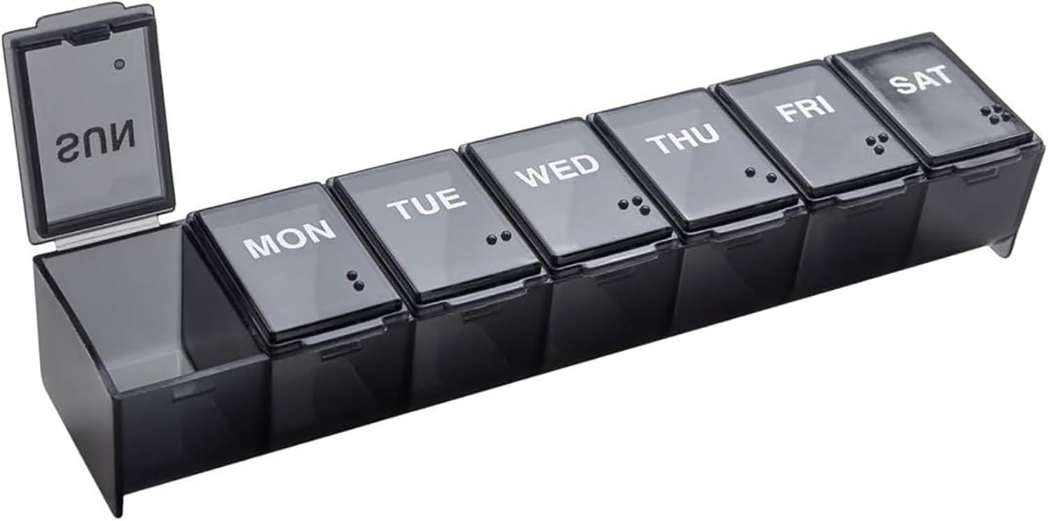 EZY DOSE Weekly (7-Day) Daily Pill Case, Medicine Planner, Vitamin Organizer, Su