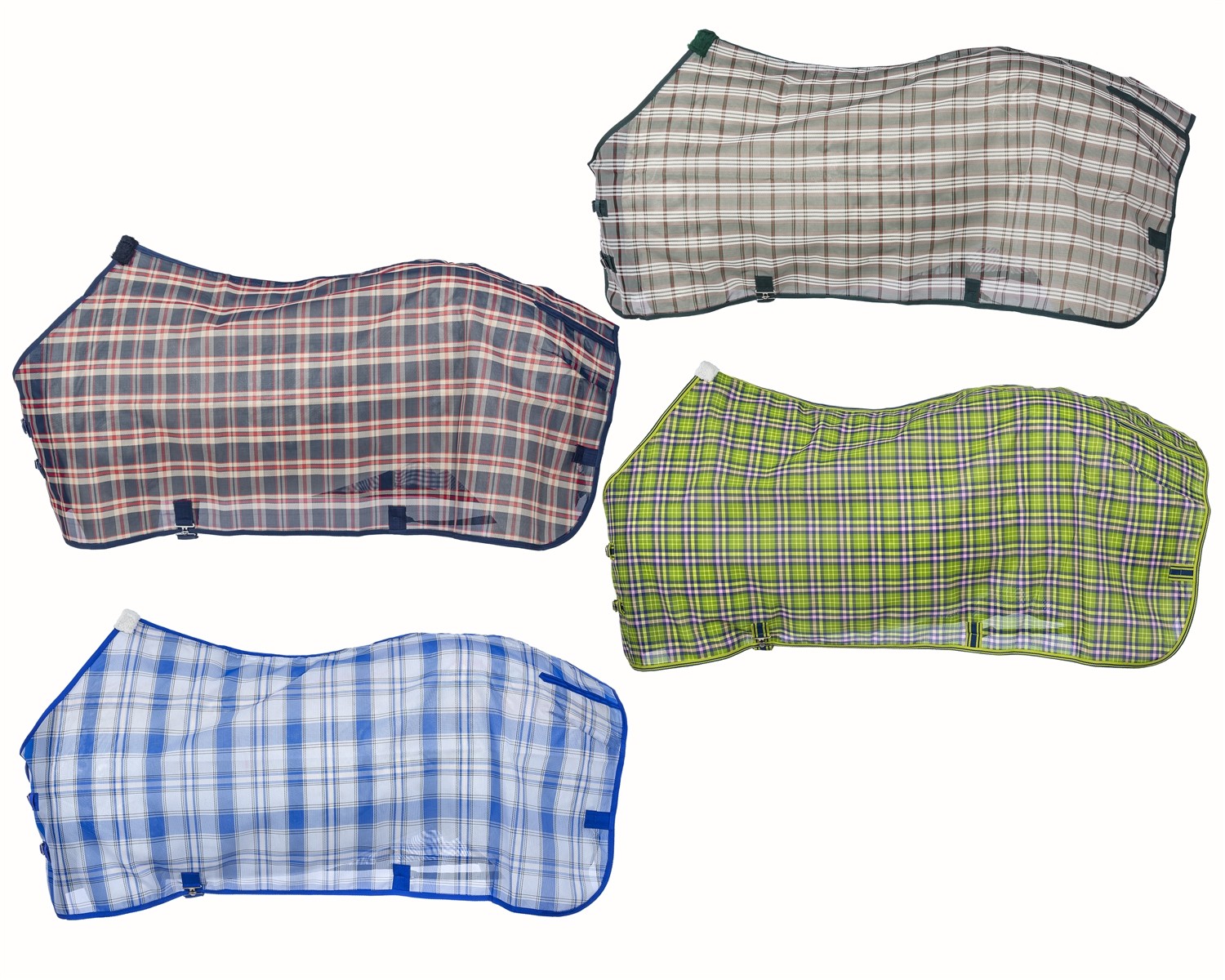 Horse Fly Sheet - Deluxe Mesh -Plaid Prints - 72" to 81" - 4 Color Choices