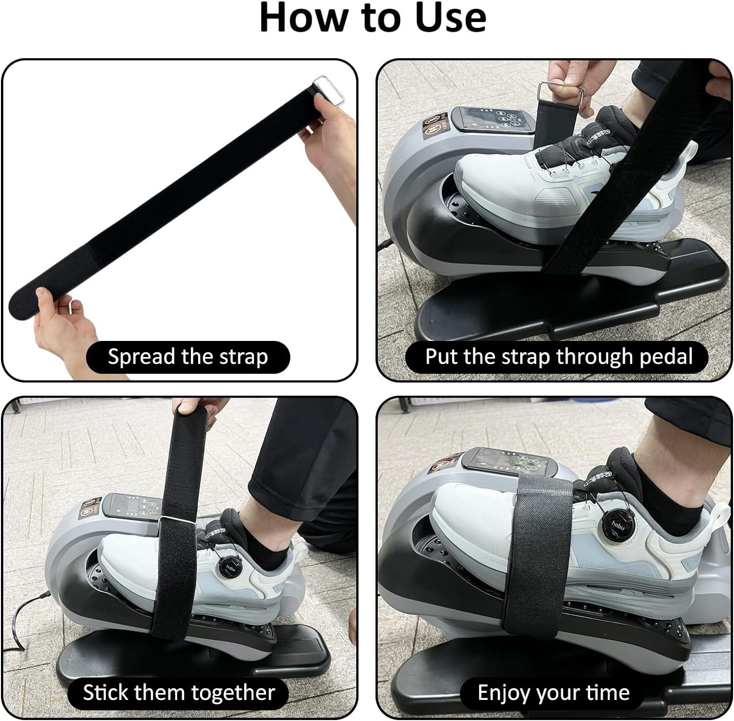 Secure & Adjustable 4 Pcs Pedal Straps for Under Desk Elliptical Exercisers