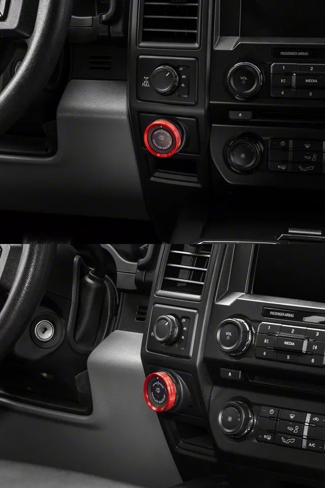 RedRock Trailer Button Knob Cover Trim Red Compatible For 2015-20 F-150