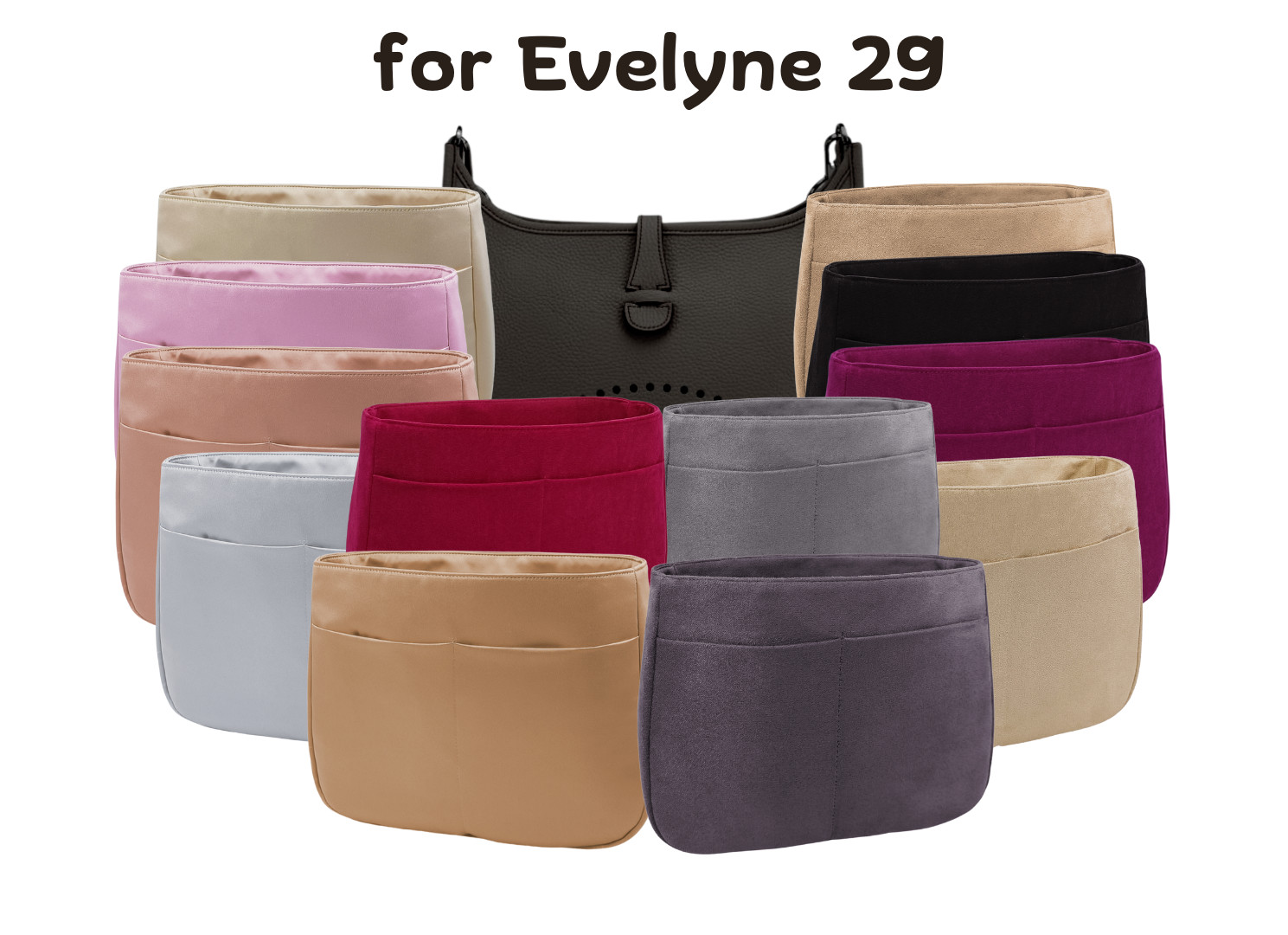 Evelyne 29 PM insert, Purse Organizer, soft, smooth, lustrous surface, sturdy