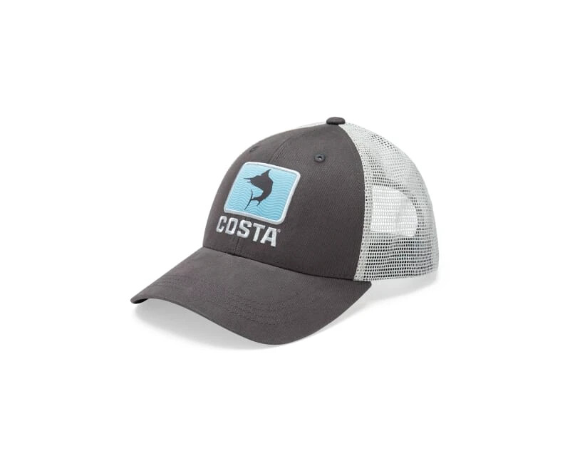 NEW COSTA DEL MAR MESH ADJUSTABLE CAP HAT GRAY MARLIN WAVES