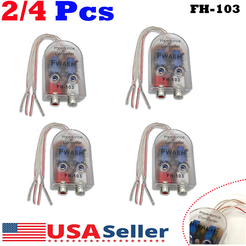2/4Pcs Hi-Low Impedance Converter 2-Channel RCA Line Out Level Car Speaker Radio