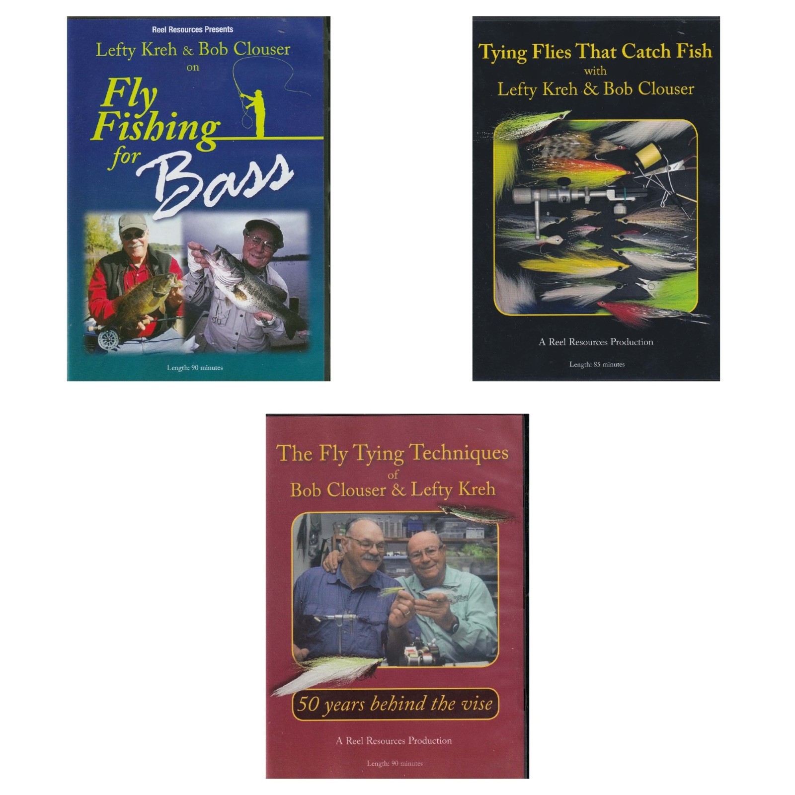Lefty Kreh Bob Clouser Fly Fishing DVD Lot of 3 Bass Fly Tying Fishing