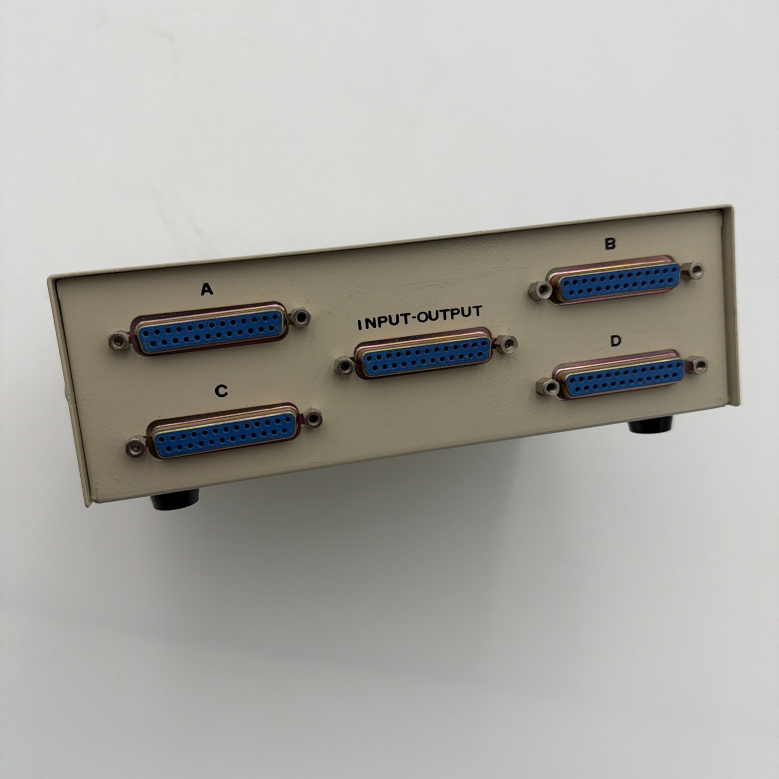 Vintage DB25 4-Port Parallel Printer Switch Box Manual Data Transfer A/B/C/D