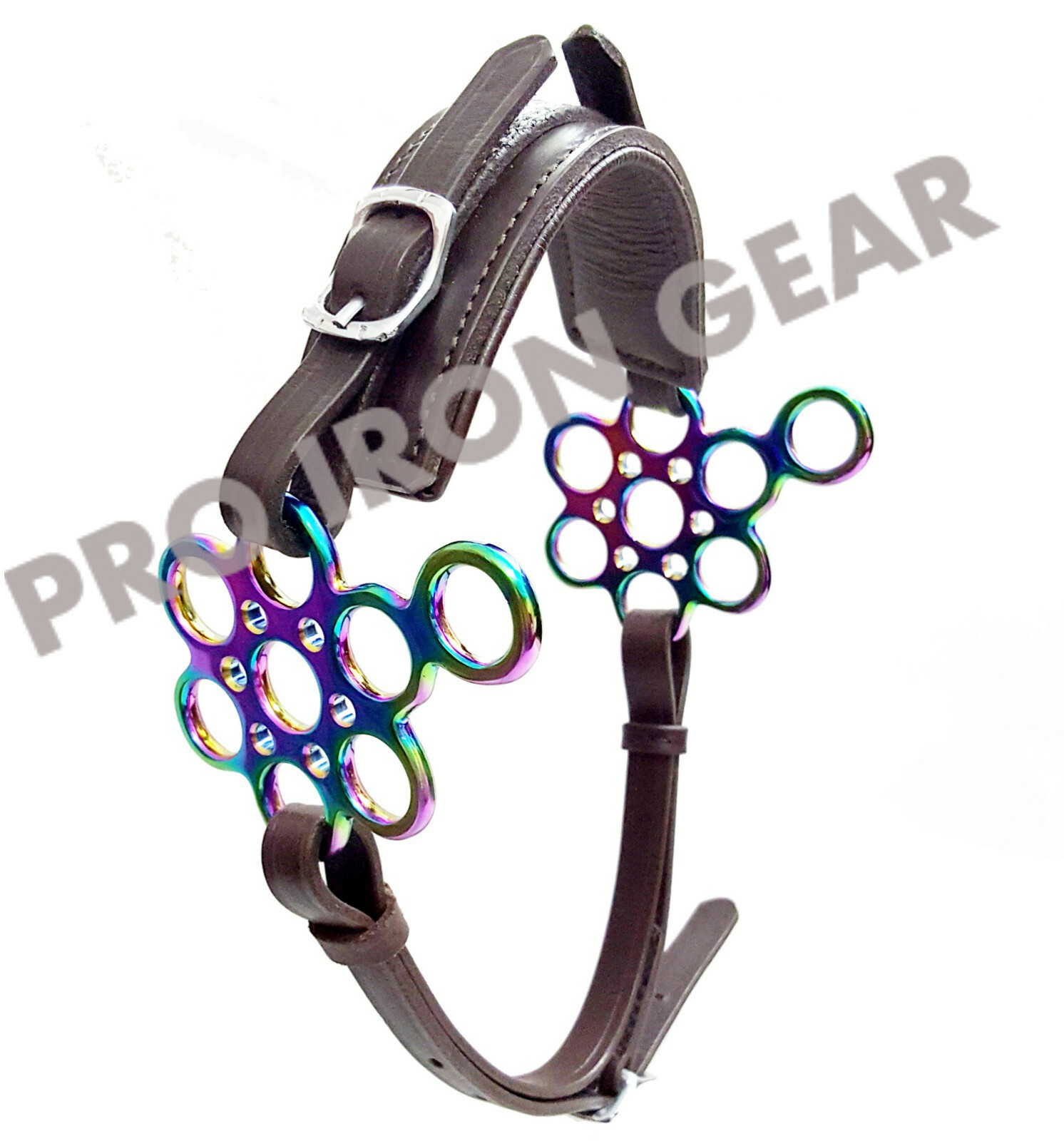 Rainbow Hackamore Bitless Horse Bit English Western Adjustable Leather (BROWN)