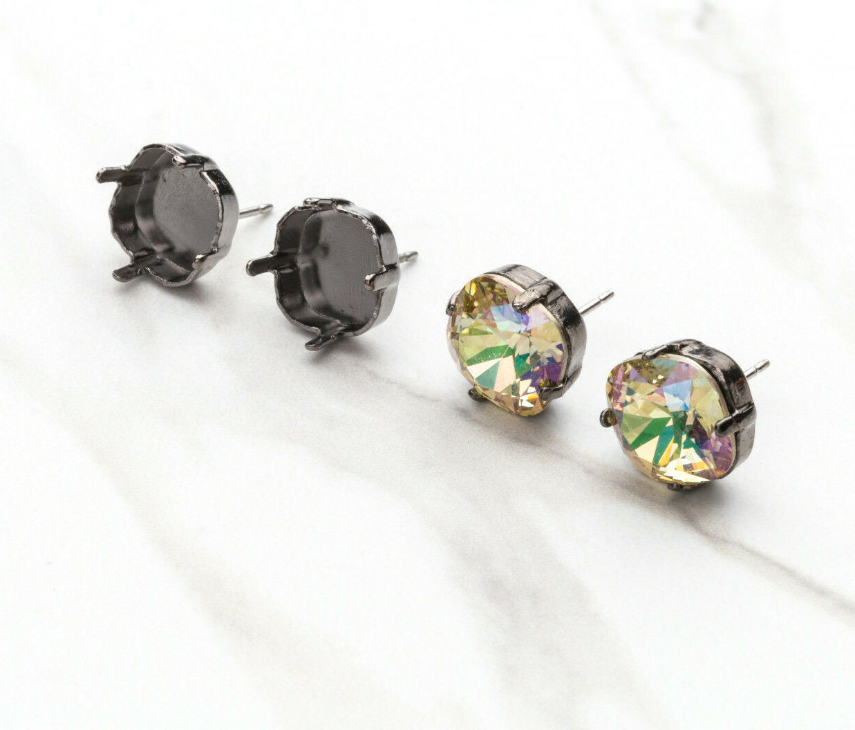 10mm Square | Classic Stud DIY Earring Bases | (EE 8)