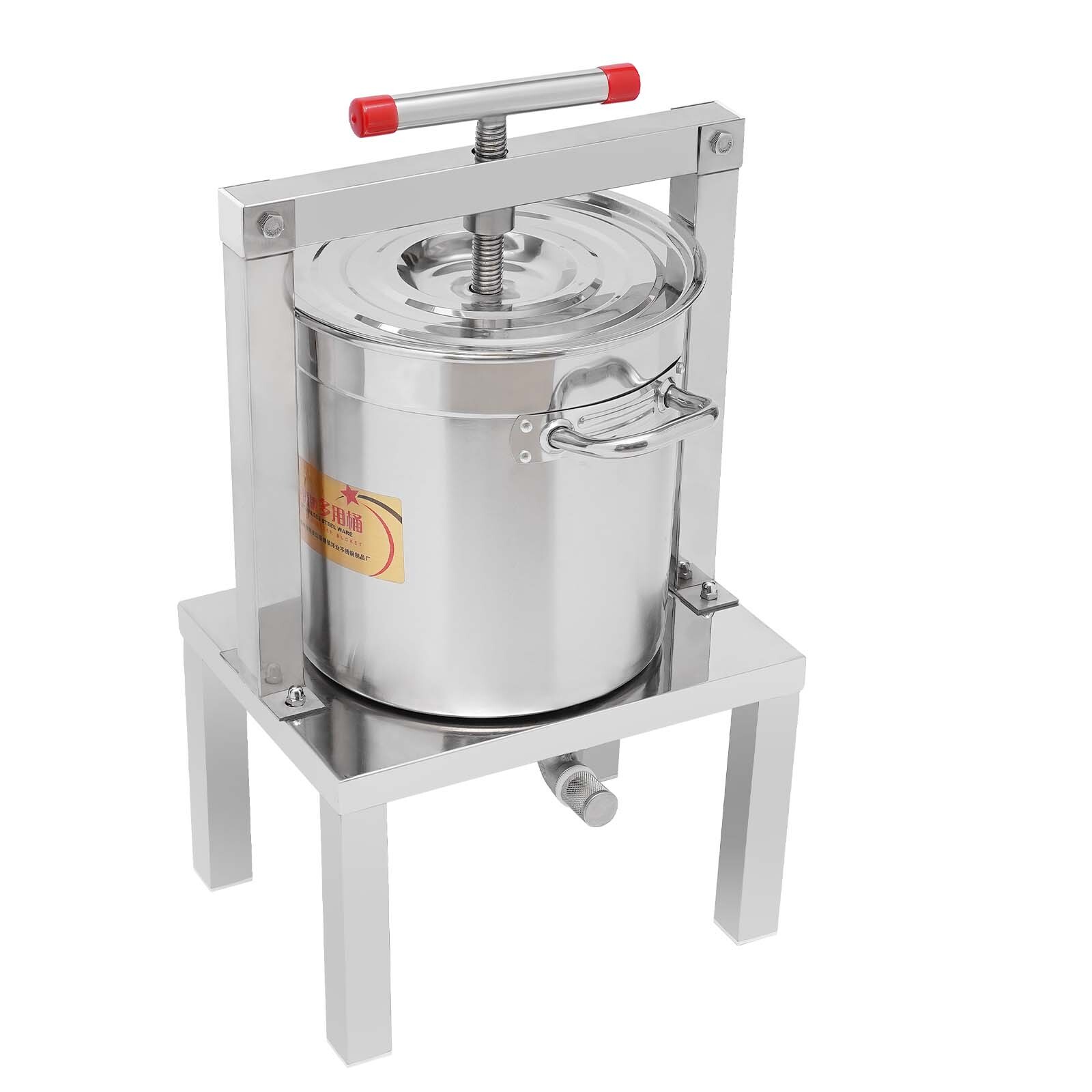Grape Press 3.5 Gallon Stainless Steel Fruit Wine Press with Height Adjustable