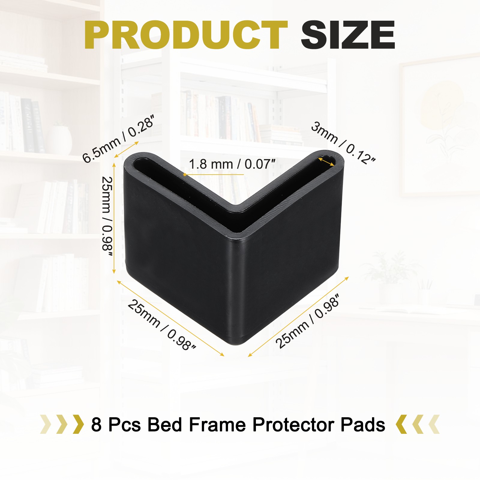8Pcs 1" Bed Frame End Cap, Angle Iron Foot Pad Leg Protector, Black