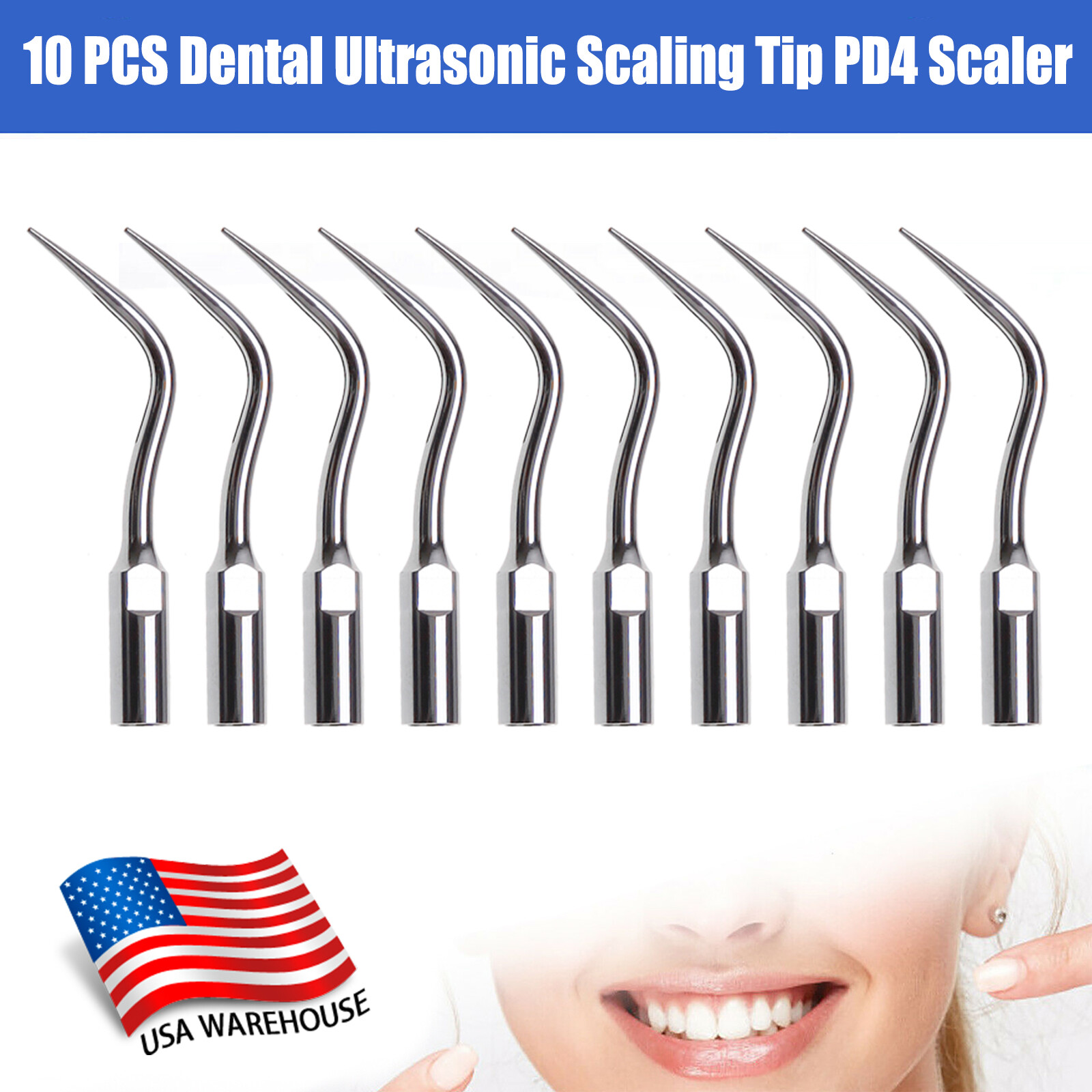 5/10Pcs Dental Ultrasonic Scaler Tips PD4 Perio for SATELEC DTE Scaler Handpiece