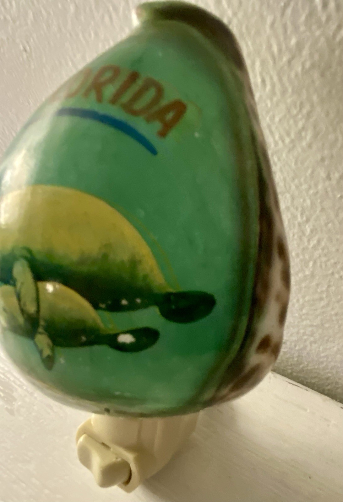 Handpainted Cowrie Shell Night Light Florida Manatees