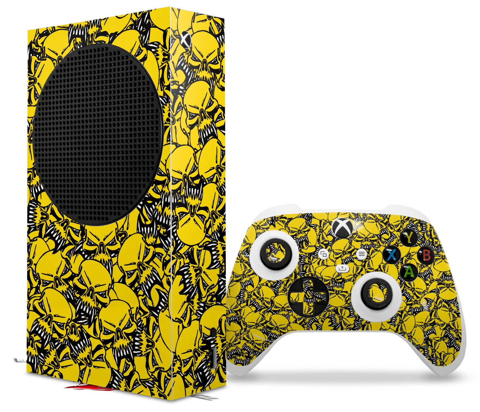 Skin Wrap for XBOX Series S Console Controller Scattered Skulls Yellow