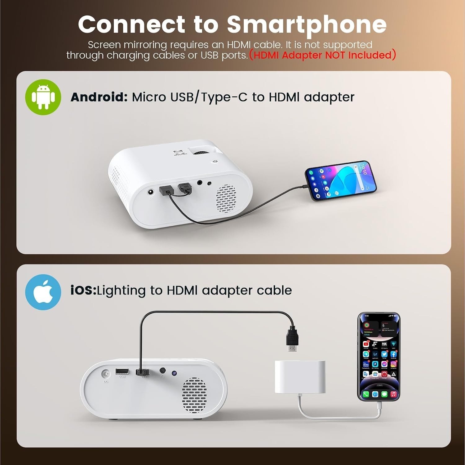 Mini Projector, YOWHICK 2026 Upgraded Full HD 1080P Support Video Projector