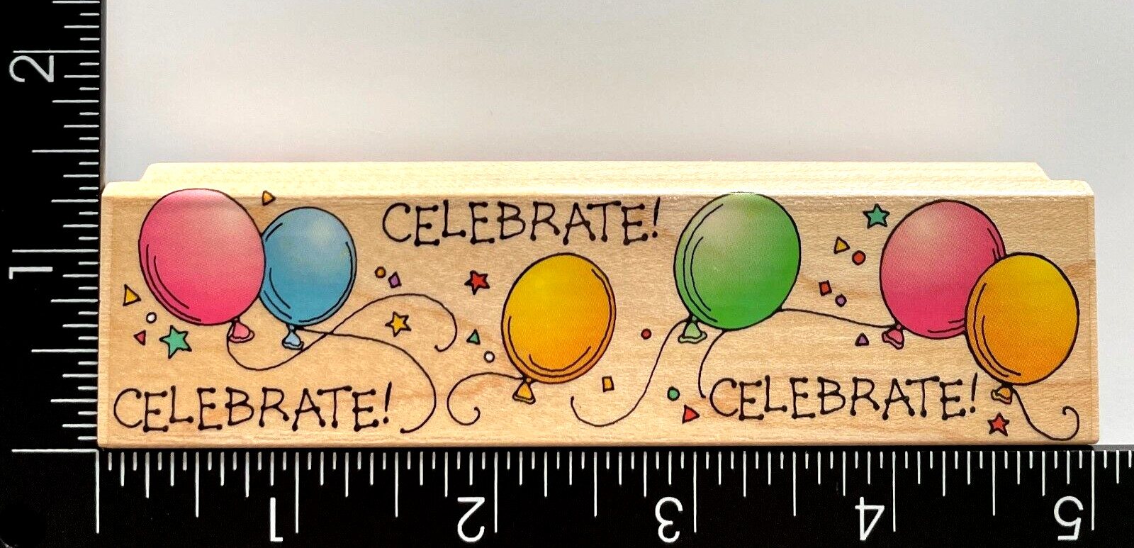 Hero Arts Celebrate H578 Party Balloons Confetti Wood Mounted Rubber Stamp