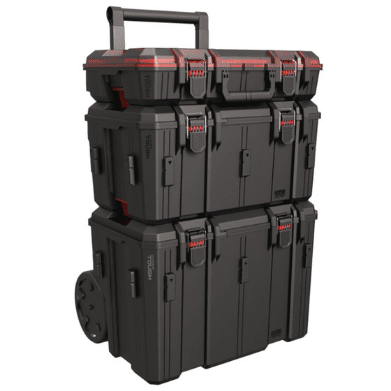 Hyper Stack Heavy Duty 3 Piece Modular Rolling Toolbox System, Black