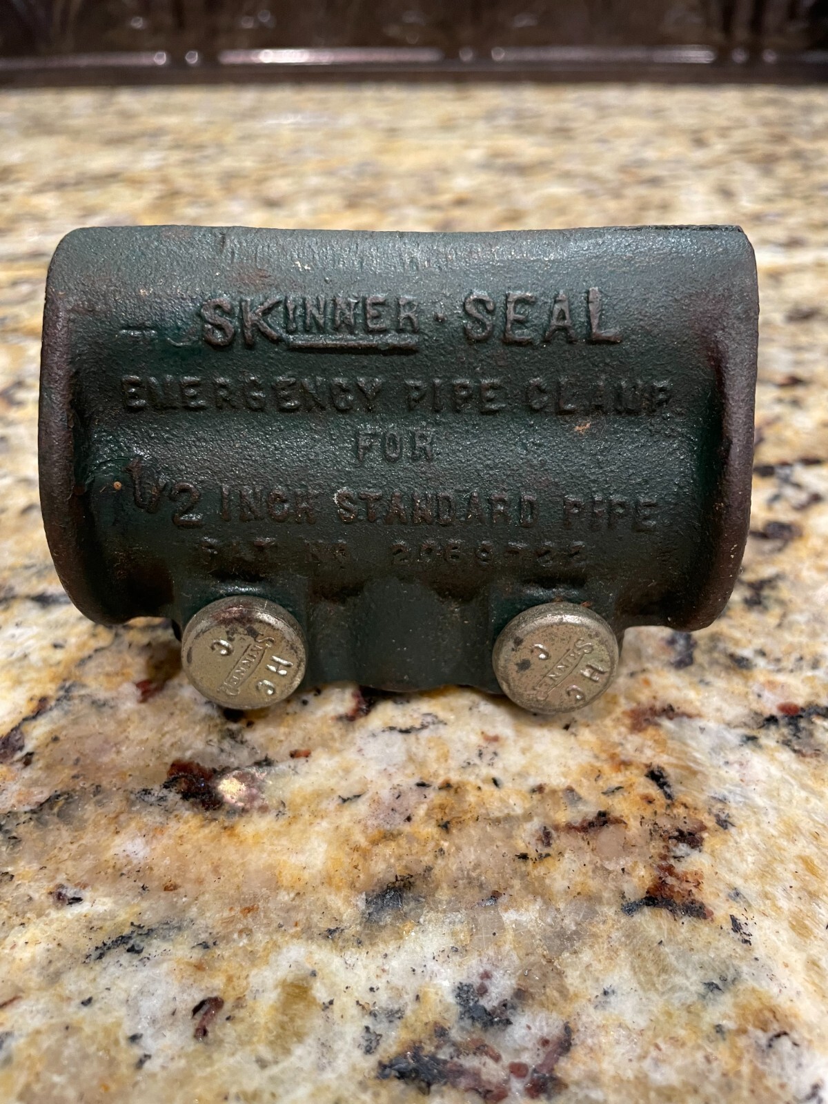 Vintage Skinner-Seal 1/2" Emergency Pipe Clamp, Pat. 1927, South Bend, Indiana