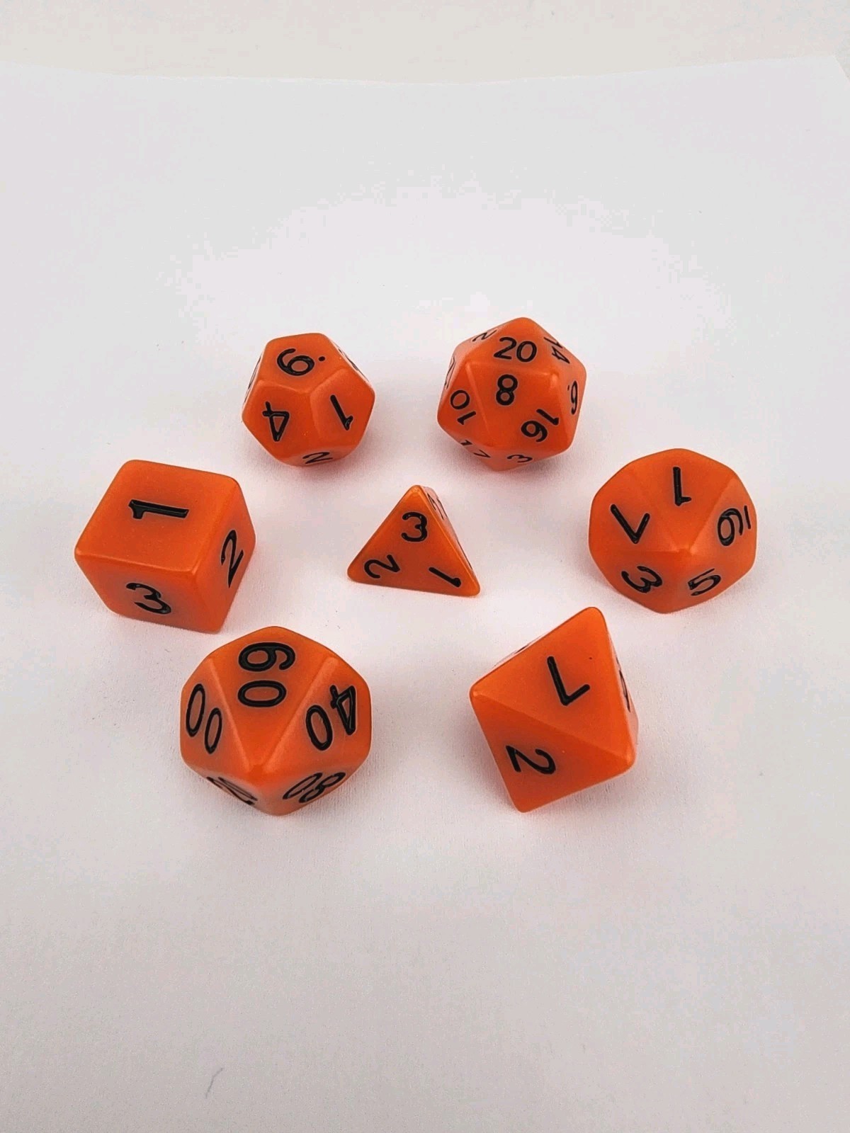 Solid Orange Bright 7 Dice Set Poly RPG DnD Dungeons Dragons D&D Pathfinder d20