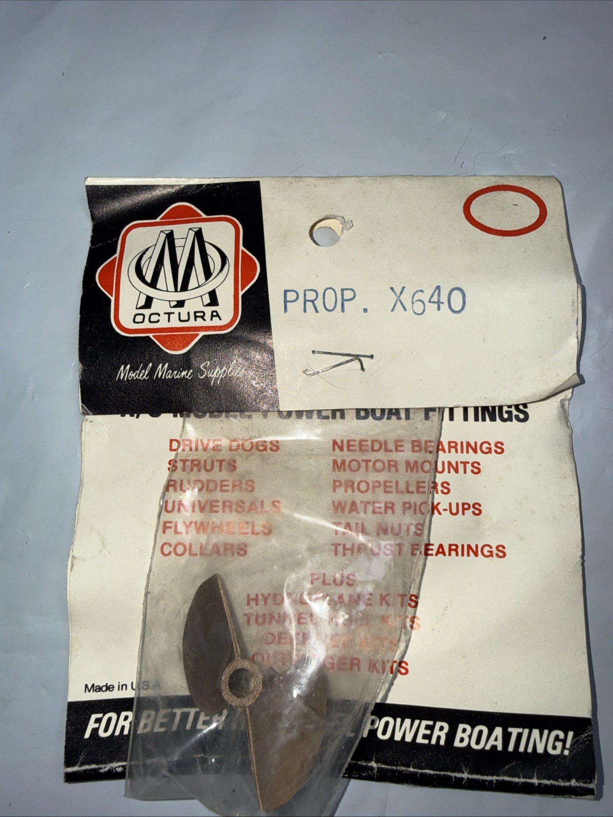OCTURA  X640 RC Boat Racing Propeller 3/16 Shaft, Beryllium Copper, Left Hand