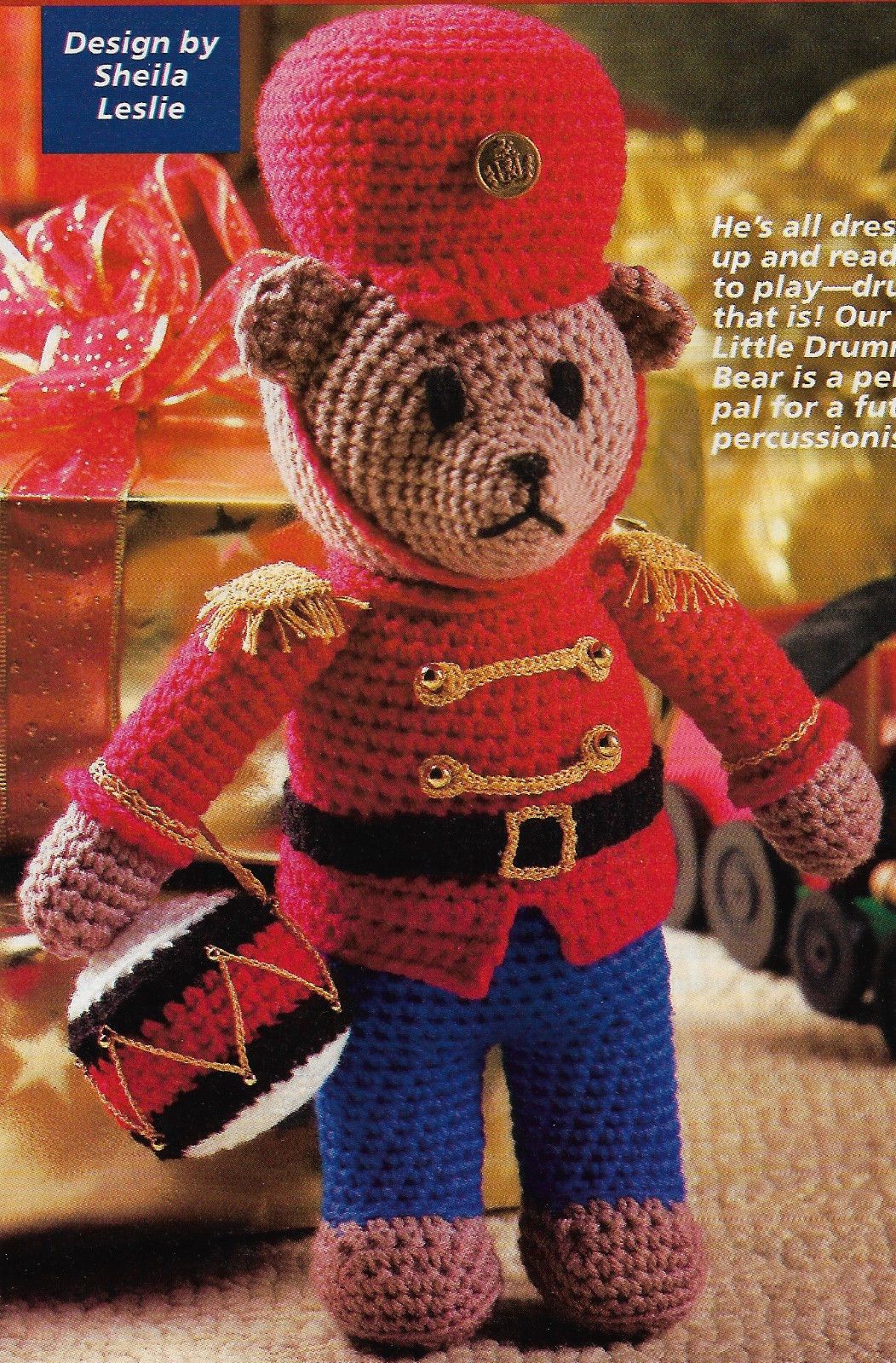 Little Drummer Bear crochet pattern instructions