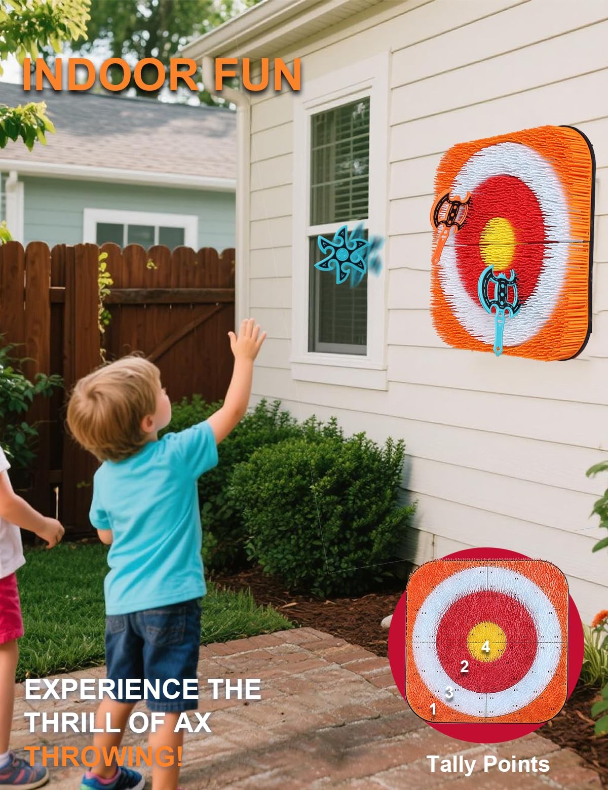 Axe Throwing Game for Backyard - 8 & 8 24 Inches Target, Orange