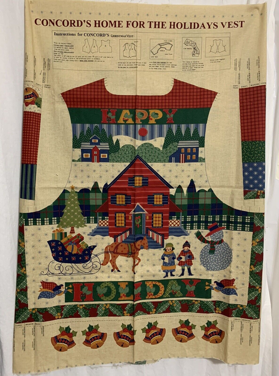 NEW Fabric Panel ~ Cut & sew Concord Home For The Holiday Christmas vest