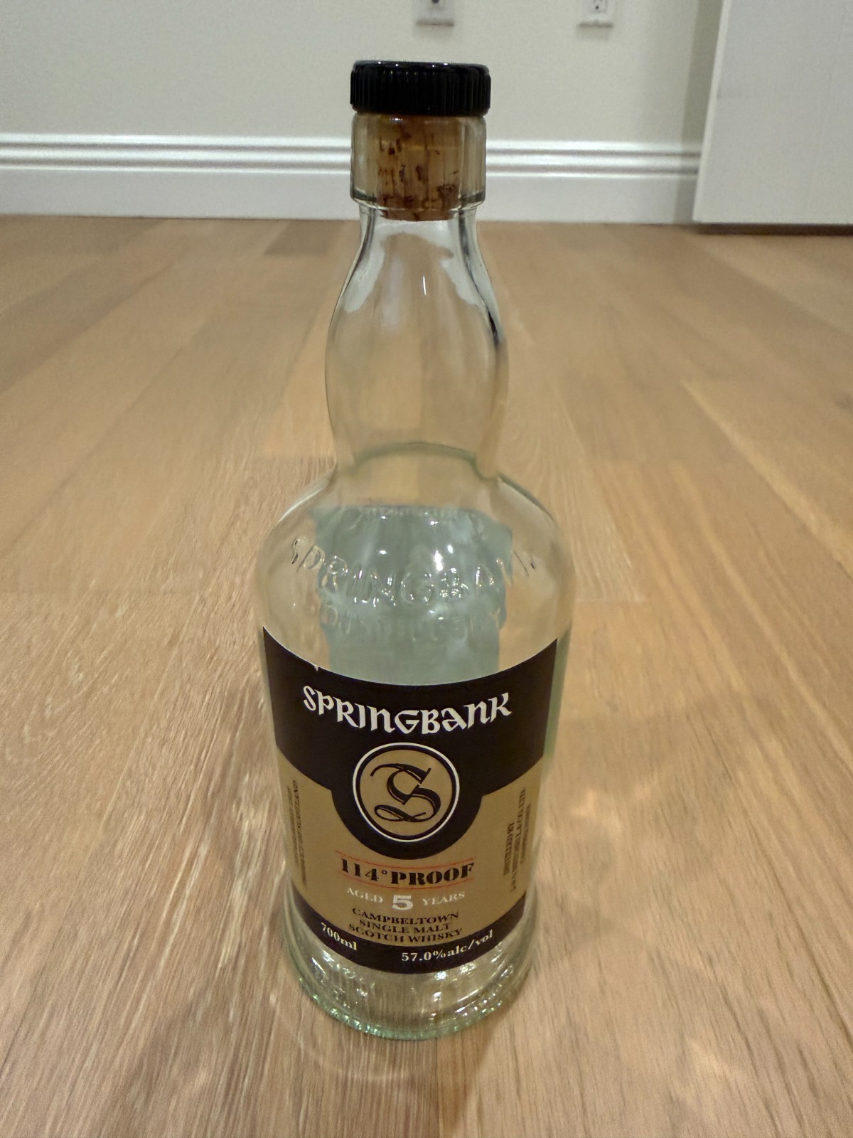 Empty Bottle 5 Year Springbank Campbeltown Single Malt Scotch Whisky Whiskey