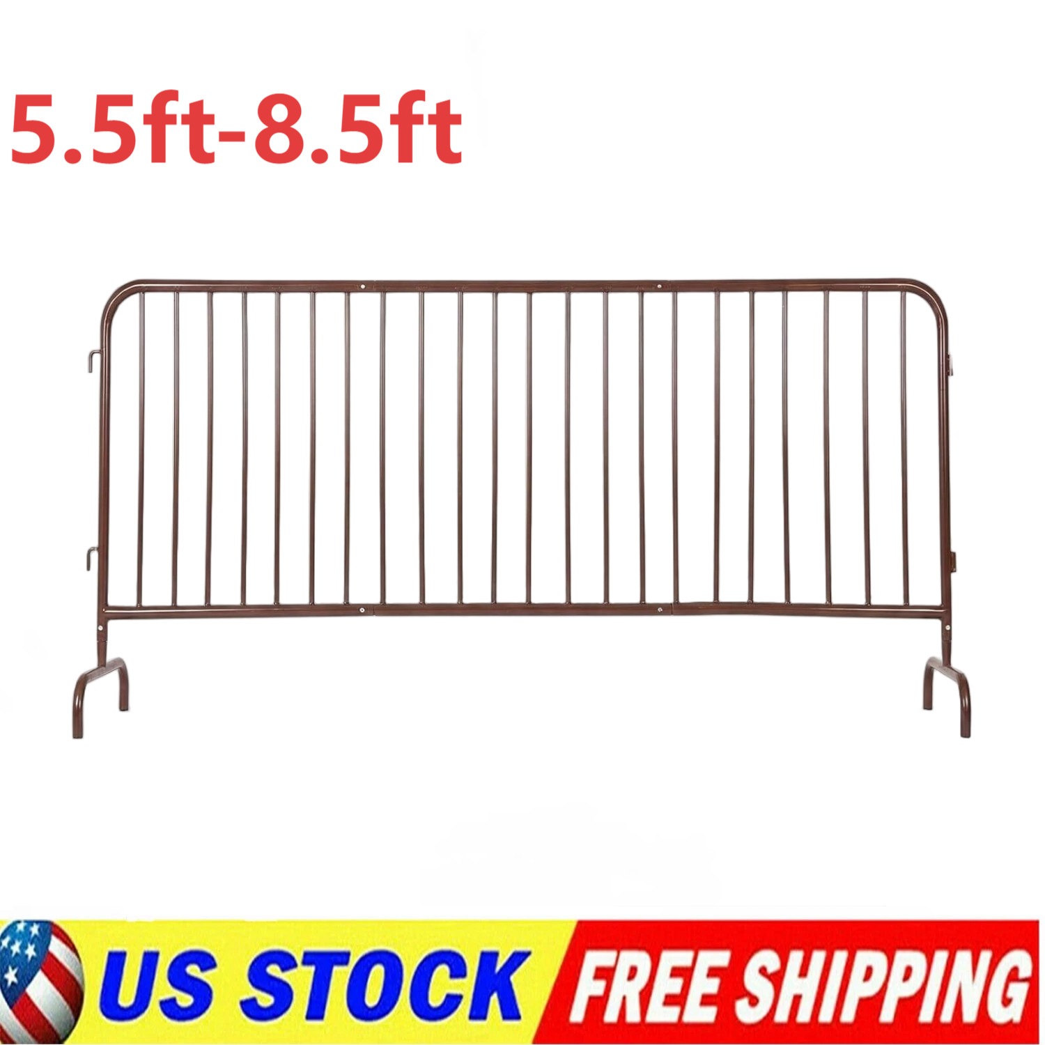 5.5/6.5/7.5ft/8.5ft Interlocking Steel Barricade Heavy Duty Metal Barricade
