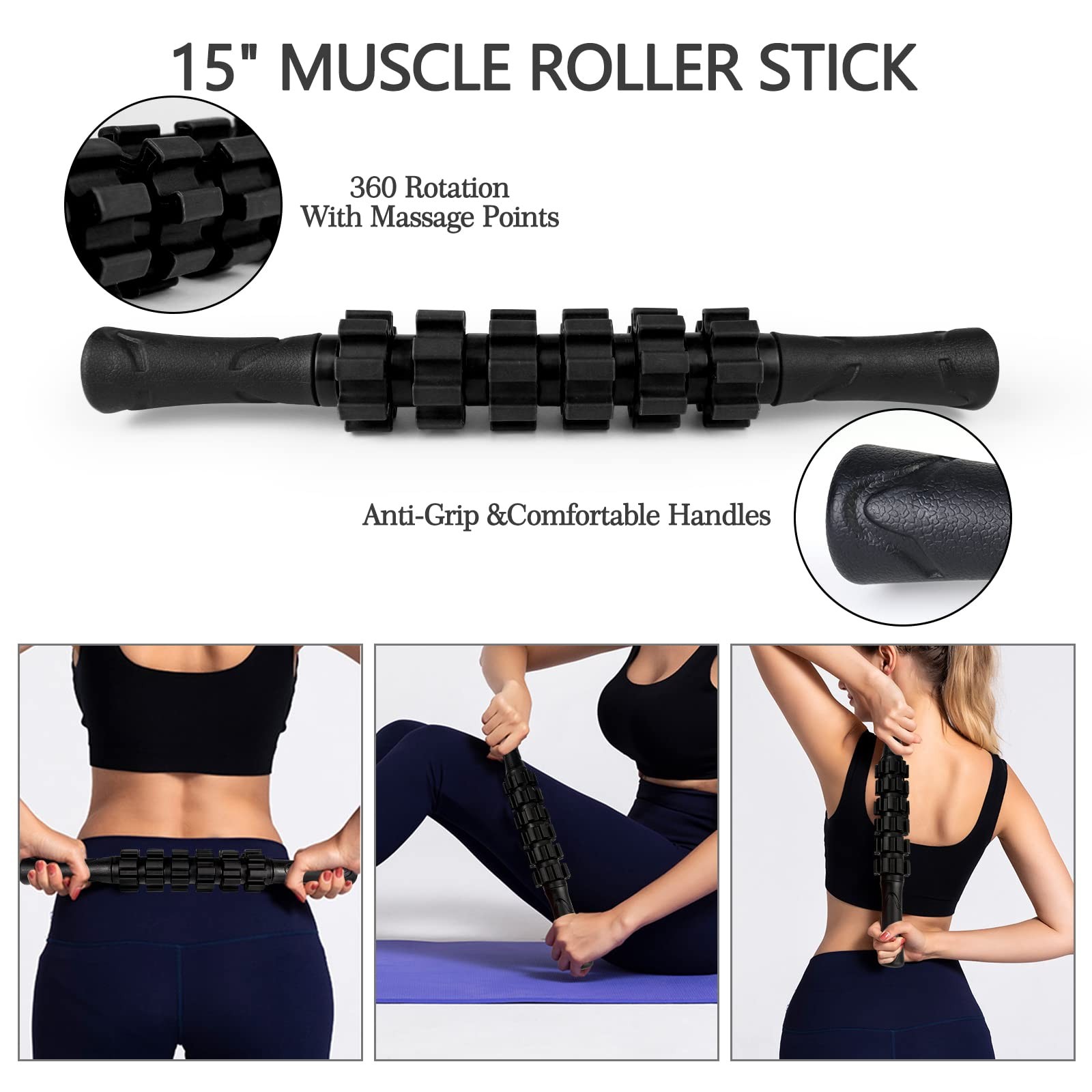 5 in 1 Foam Roller Set High Density Foam Roller Patented, Massage Stick, Mass...