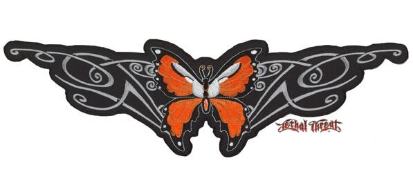 NWOT LETHAL THREAT ORANGE TRIBAL BUTTERFLY PATCH 4"x12.5" LT30009