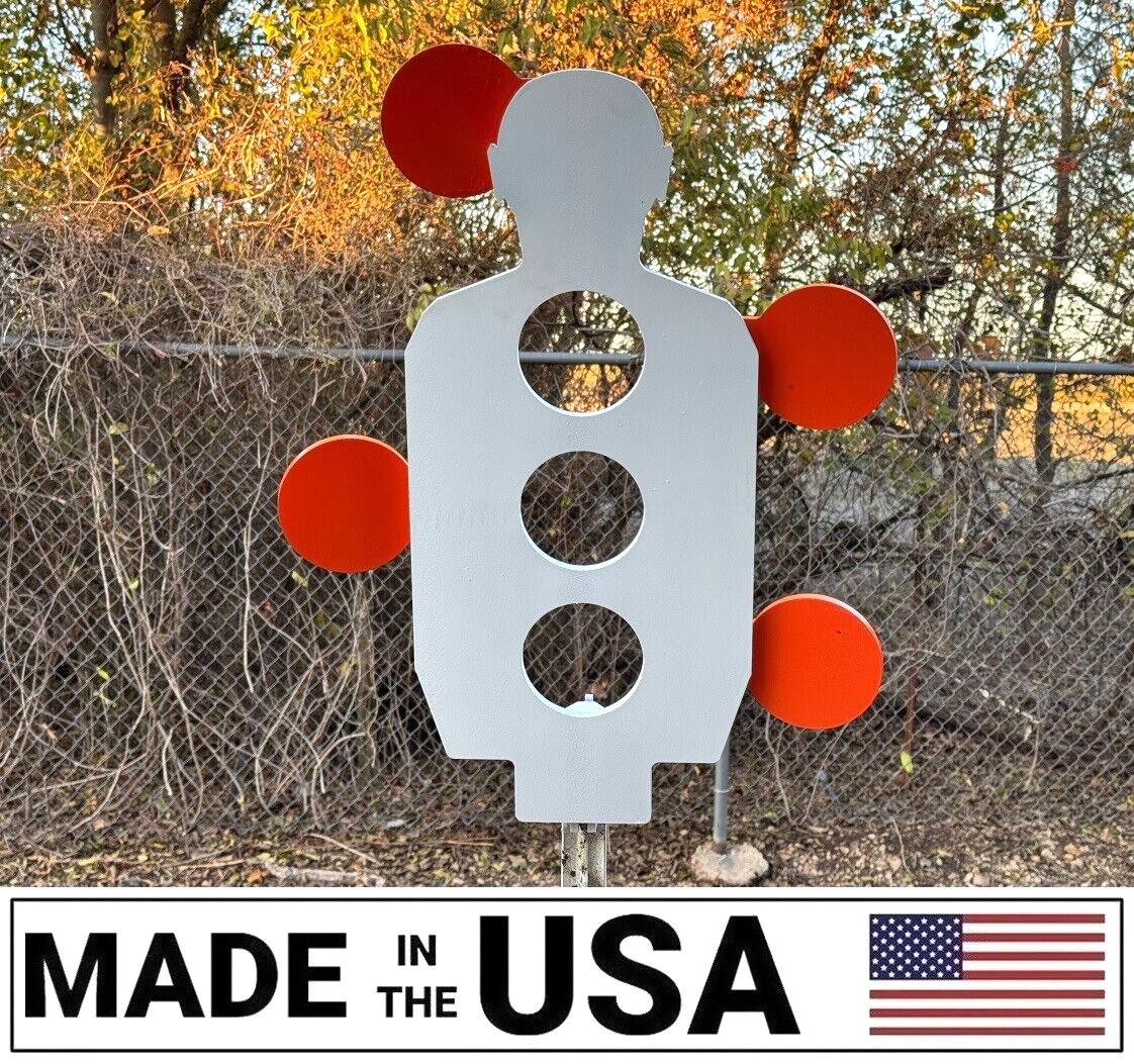 [SR] 3/8" Steel Dueling Tree Reactive Target 10"x22" Torso & 4 Swivel Paddles