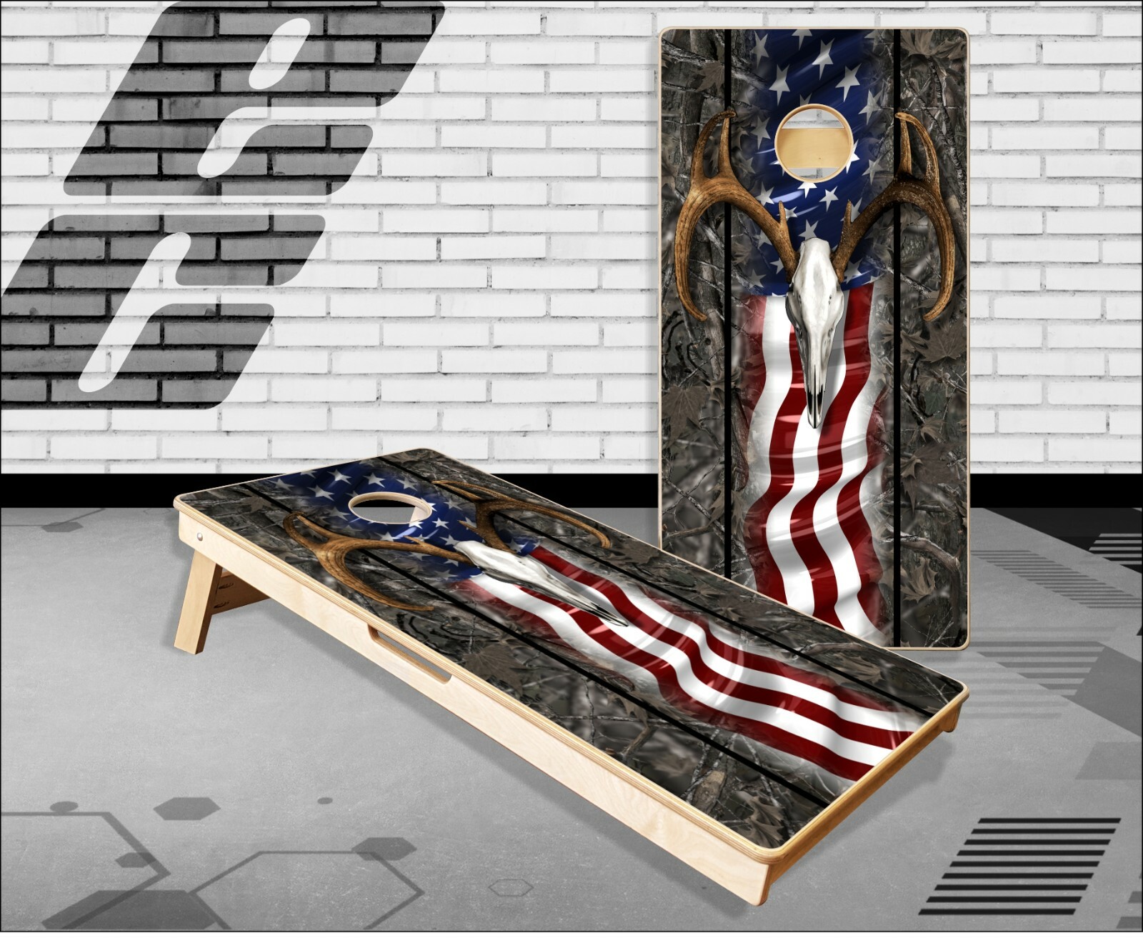 American Buck Wood Camo Cornhole Boards Bean Bag Toss Game