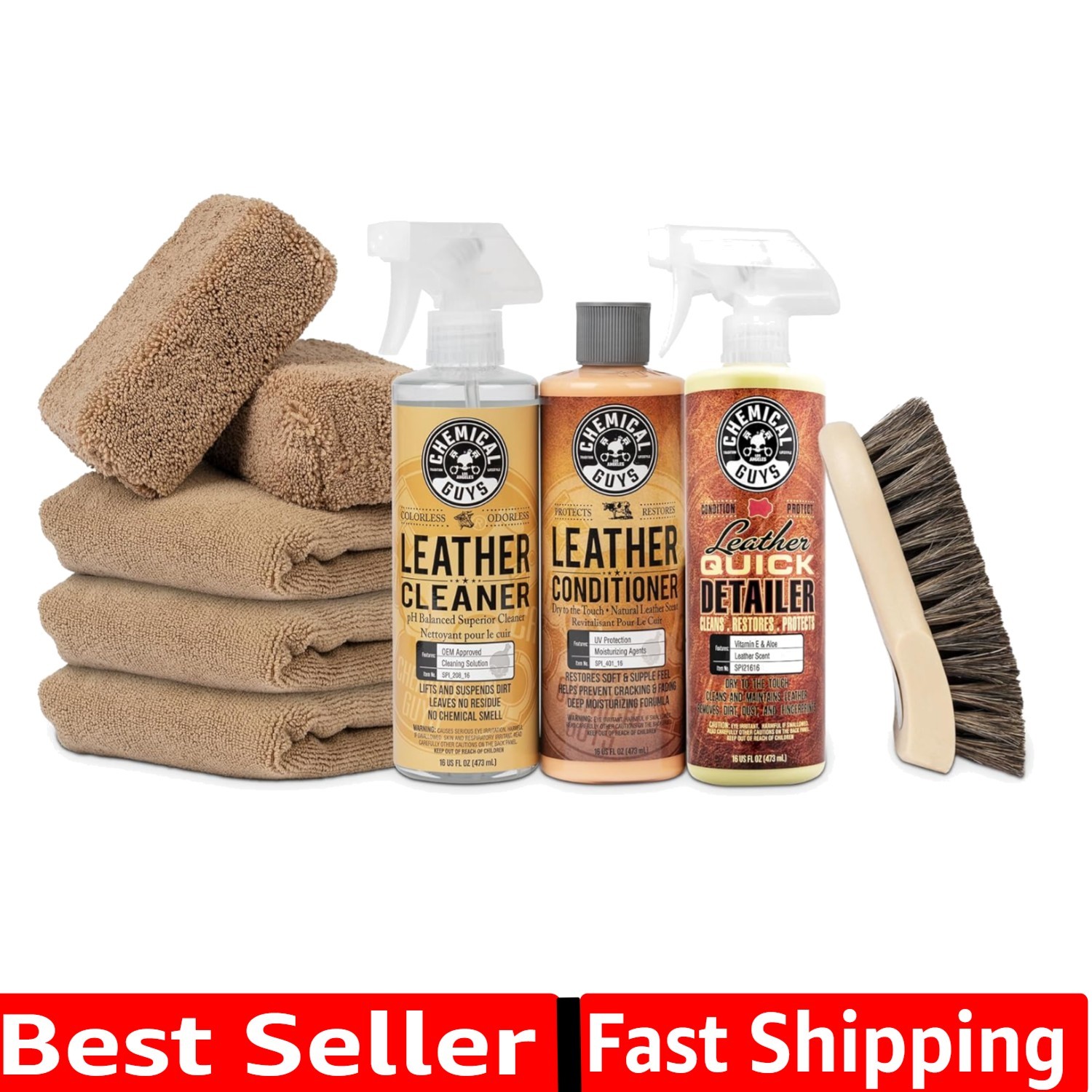 Leather Cleaner and Conditioner Detailing Kit - Leather Care Kit For Natural,...