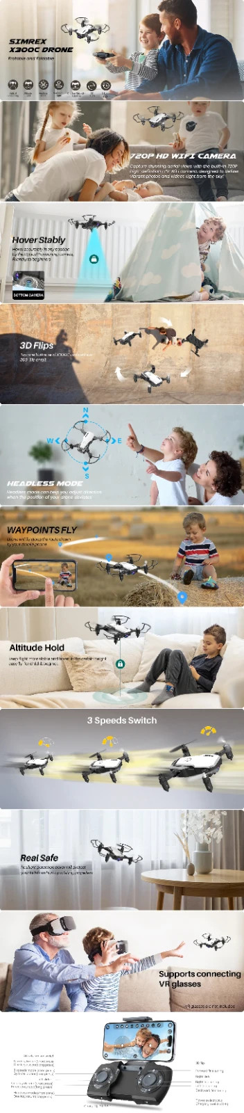 SIMREX X300C Mini Drone w/ 720P HD Camera Complete