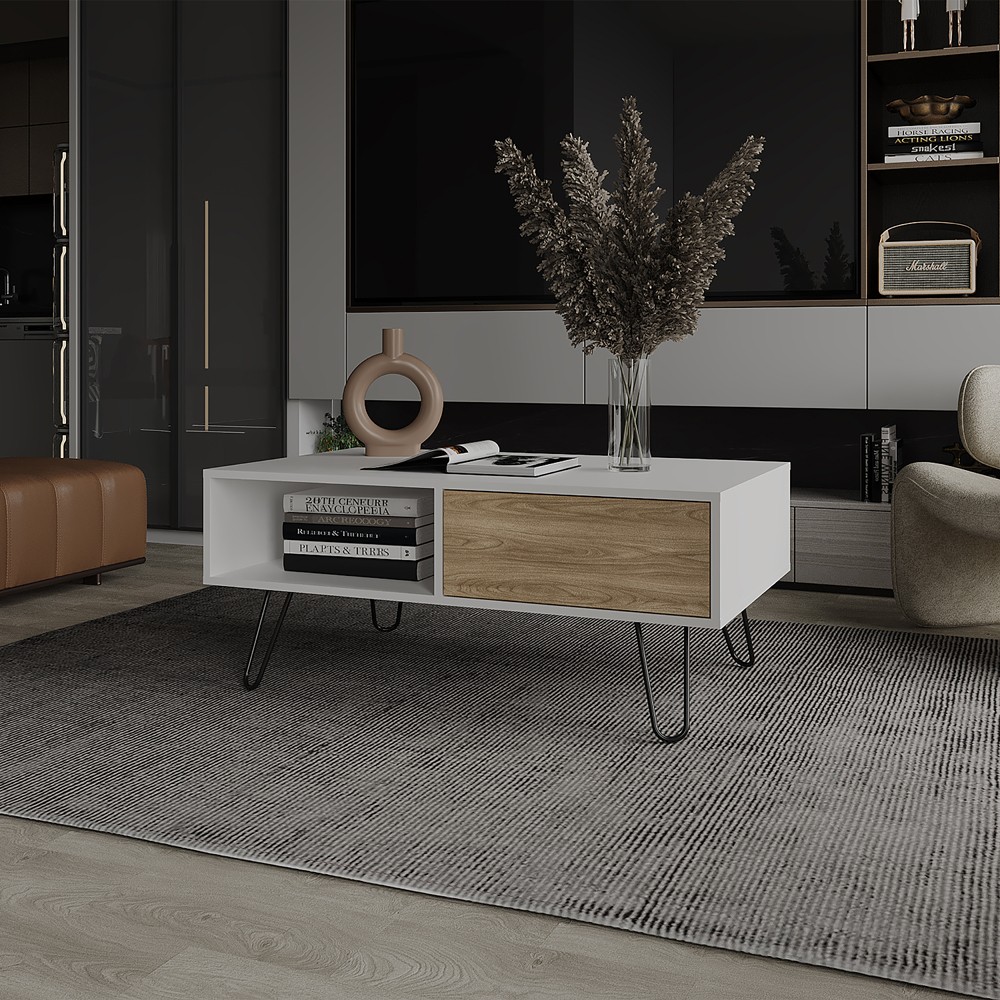 Taylor Coffee Table Living Room White Light Pine Modern Center Table