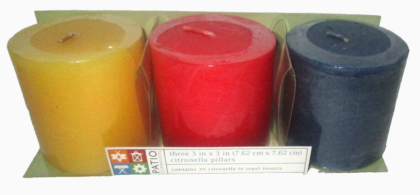 PATRIOTIC CITRONELLA PILLERS  ~ 3" X 3" ~ Red, White and Blue by Patio Companion