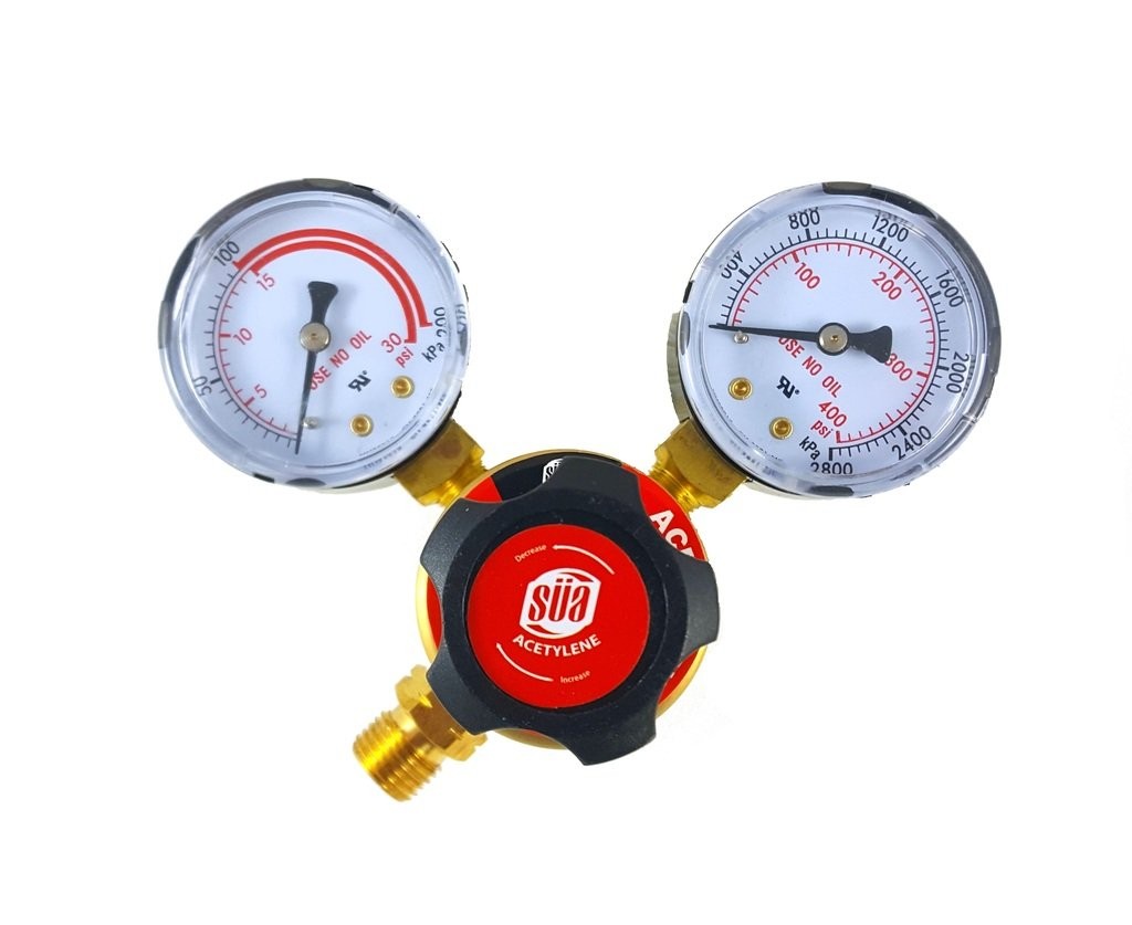 SÜA - Acetylene Regulator Welding Gas Gauges - CGA-200 - Rear Bronze