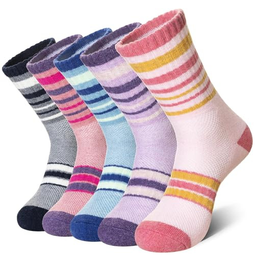 Merino Wool Hiking Socks for Women Thermal Winter Warm Moisture Large Stripe a