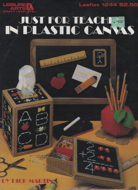 OOP!!! JUST FOR TEACHER IN PLASTIC CANVAS MAGNETS TISSUE COVER/MORE!!